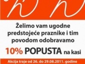 Dodatnih 10% popusta!